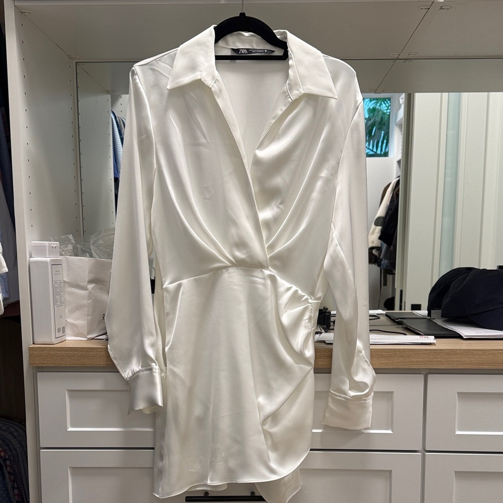 Zara White Long Sleeve Dress